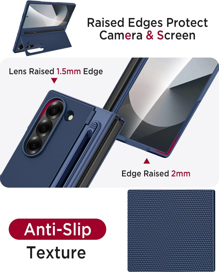 Miimall Kompatibel mit Samsung Galaxy Z Fold 6 Hülle mit S-Pen & Stifthalter, [HD Displayschutz] Ult