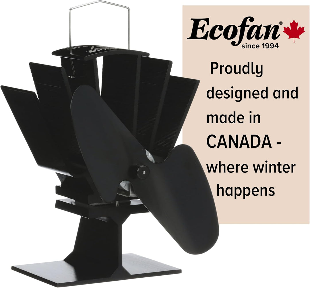 Ecofan Original Mini, Classic Styled, Heat Powered Wood Stove Fan, 85 CFM, 6.5" Blade, Black