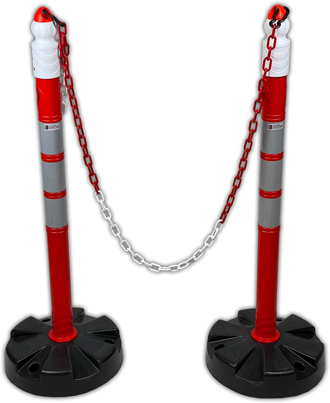 UvV® Quad (4 Stück) Kettenpfosten Kettenständer Absperrpfosten, Ø63 x 1000mm, Fussplatte zum Einrast