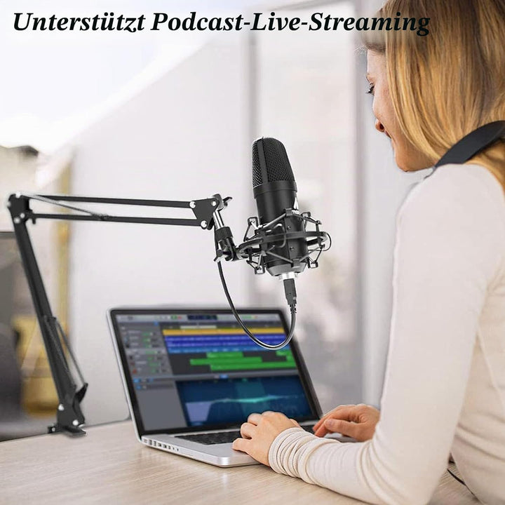 Podcast Mikrofon Bündeln,USB Nieren Kondensator BM800 Mikrofon,Audio-Interface mit Sprachumschalter-