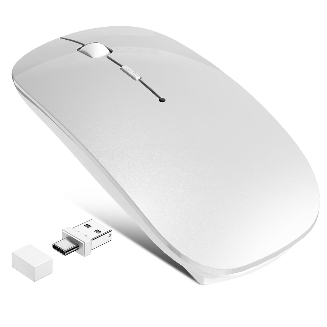 Bluetooth Maus Kabellos mit Jiggler, Wiederaufladbare Funkmaus für Laptop MacBook Air Mac iPad Pro P