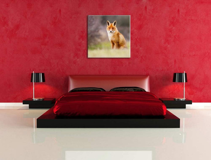 Pixxprint Listiger Fuchs, Format: 70x70 auf Leinwand, XXL riesige Bilder fertig gerahmt mit Keilrahm