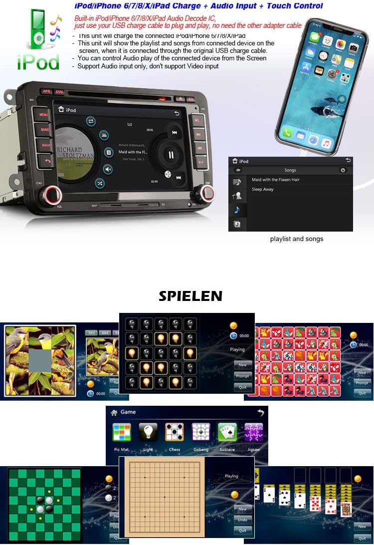 Erisin 7 Zoll Autoradio DVD Multimedia Player Touchscreen für VW Golf MK5 6 Passat Caddy Polo Tiguan