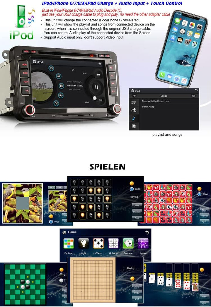 Erisin 7 Zoll Autoradio DVD Multimedia Player Touchscreen für VW Golf MK5 6 Passat Caddy Polo Tiguan