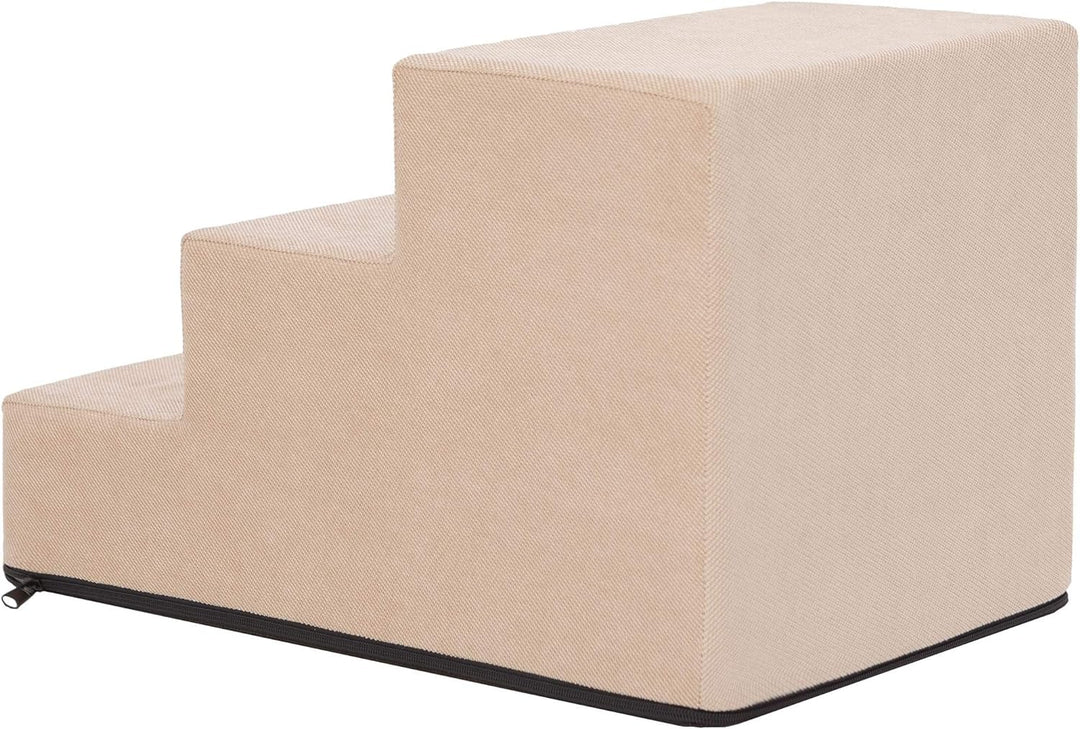PillowPrim Tiertreppen Einganghilfe Kleinere Hunde Stufen Rampe Katzentreppe 3 Stufen Klein Beige Hö
