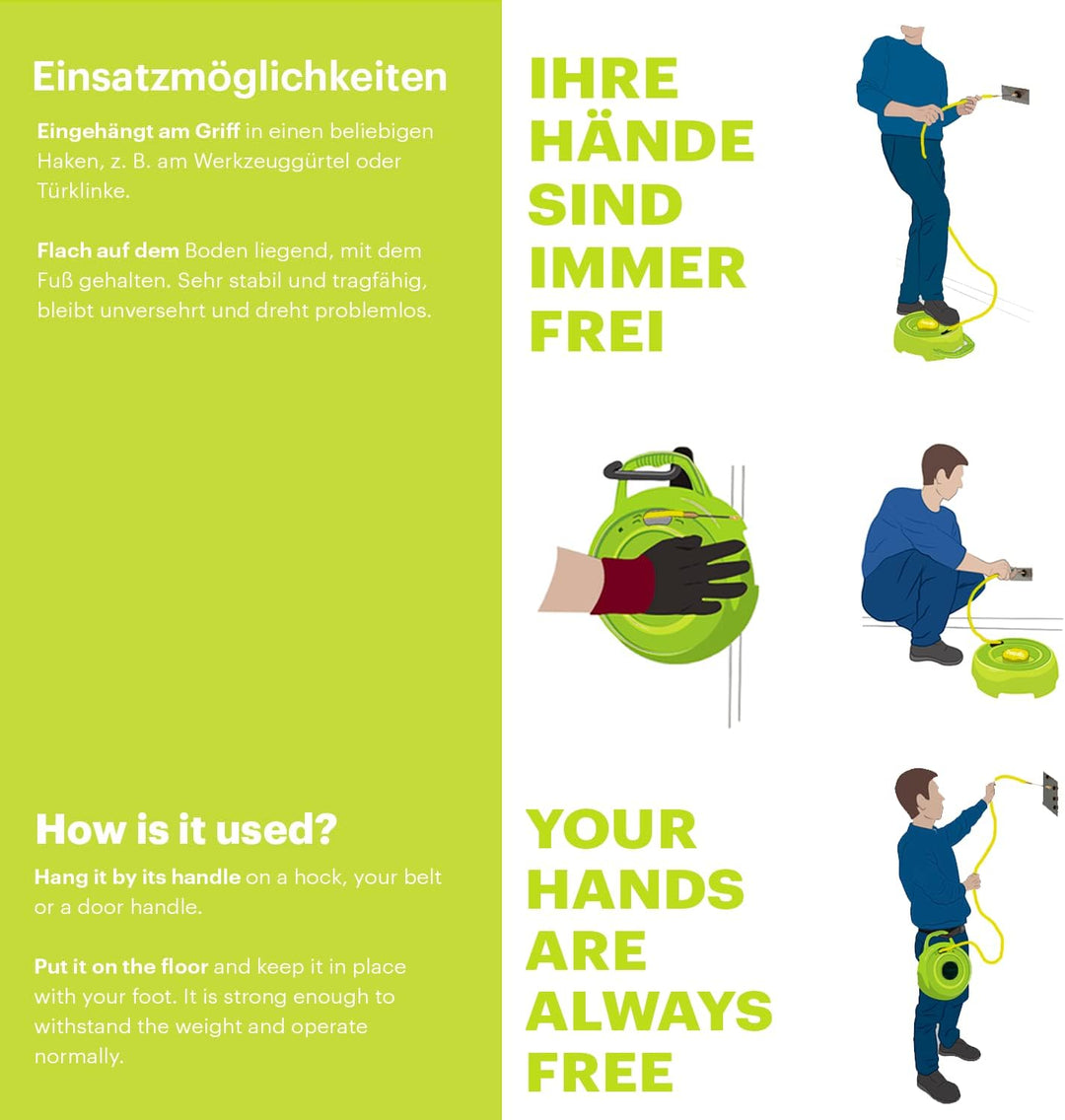 Anguila Max | Einziehband Aufwickler | 2 Kabeleinziehband | Glasfaser + Prolipropylen | Auswechselba