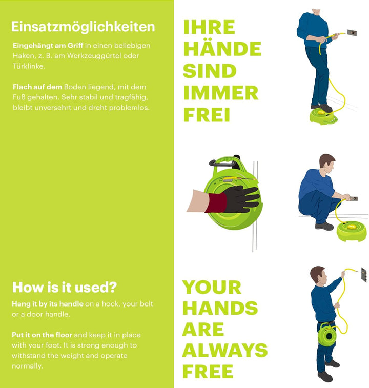Anguila Max | Einziehband Aufwickler | 2 Kabeleinziehband | Glasfaser + Prolipropylen | Auswechselba