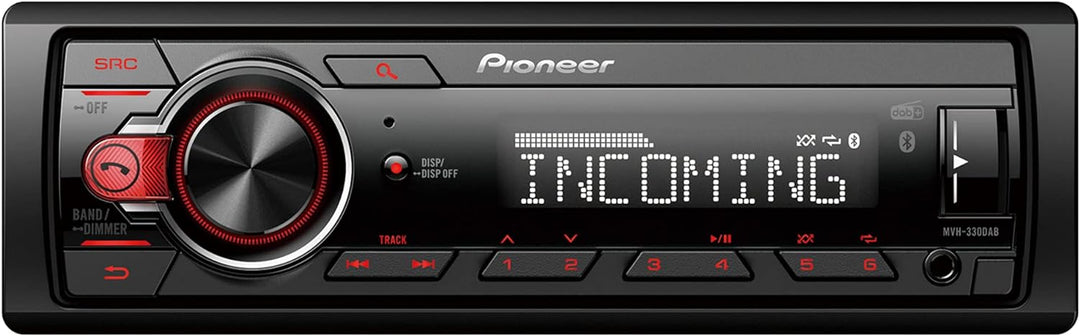 Pioneer MVH-330DAB-AN, 1DIN Autoradio mit RDS und DAB+, USB, AUX-Eingang, Bluetooth, geringe Einbaut