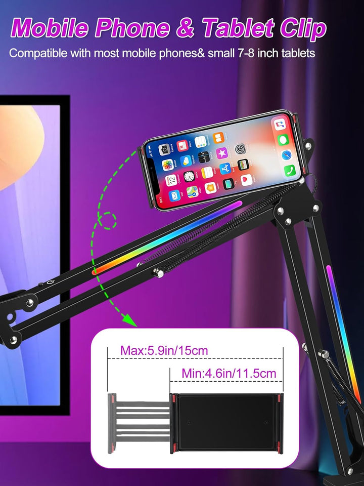 YOUSHARES RGB Mikrofonarm kompatibel mit Fifine AM8, HyperX QuadCast, Blue Yeti, Rode, Razer Seiren