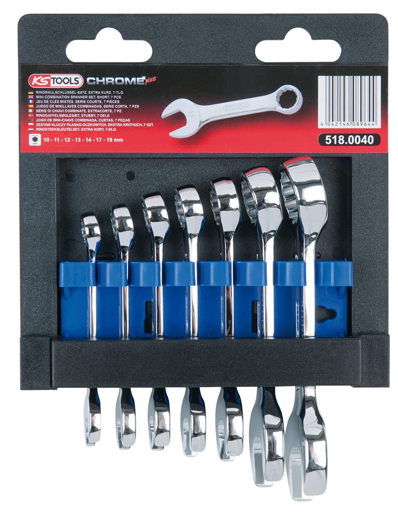 KS Tools 518.0040 CHROMEplus Ringmaulschlüssel-Satz, kurz, 7-tlg.