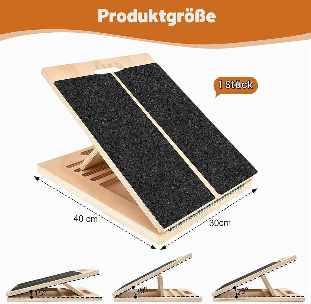 Portable Wooden Slant Board Mit Griff, Balance Board aus Holz, Verstellbares mit 5 Neigungswinkel, B