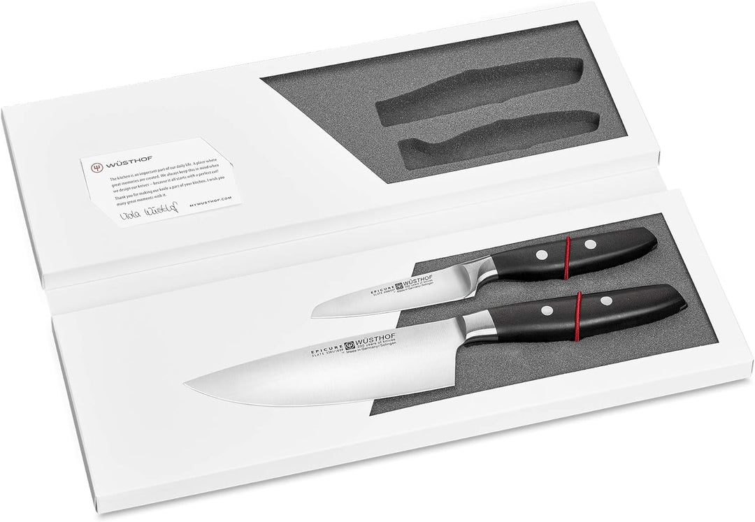 WÜSTHOF Epicure Slate Messersatz mit 2 Messern Kochmesser + Gemüsemesser 16 cm und 9 cm, 16 cm und 9