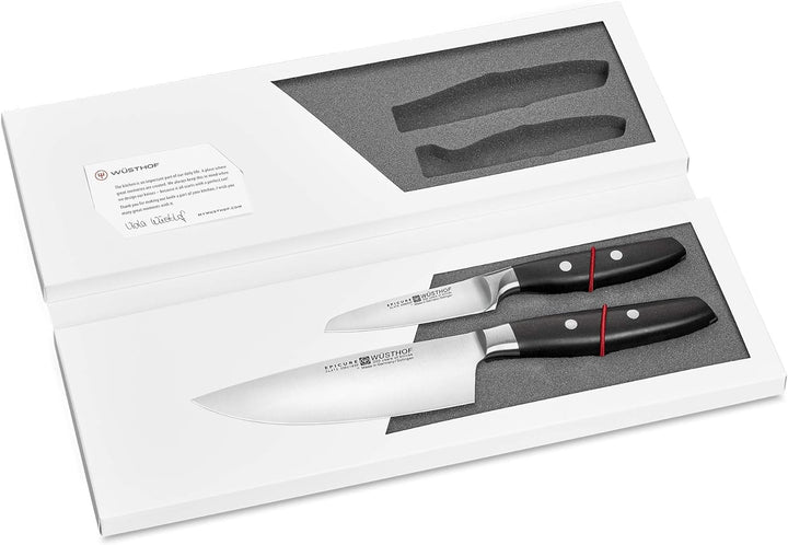 WÜSTHOF Epicure Slate Messersatz mit 2 Messern Kochmesser + Gemüsemesser 16 cm und 9 cm, 16 cm und 9