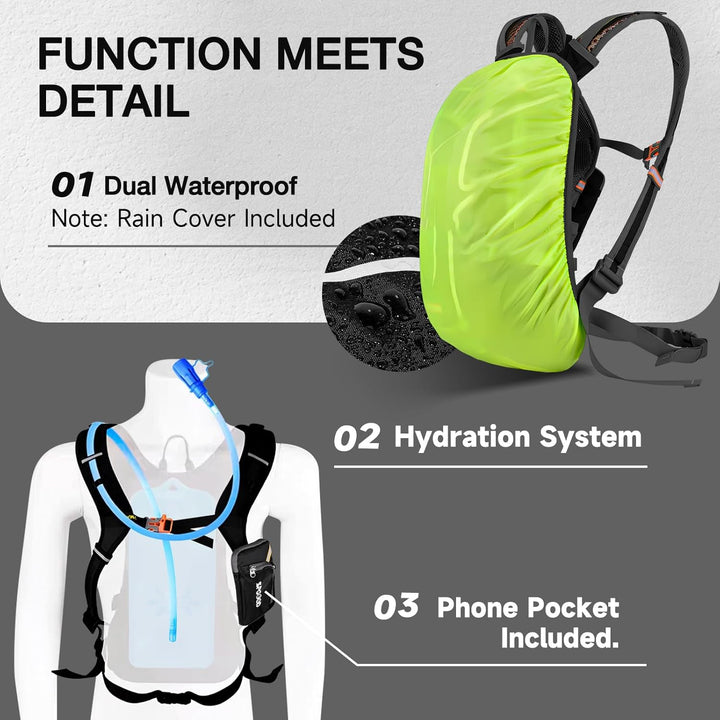 Fahrradrucksack 20L/25L/30L (9 Farben)-Wasserdichter Ultraleicht-für Damen & Herren Multifunktionale