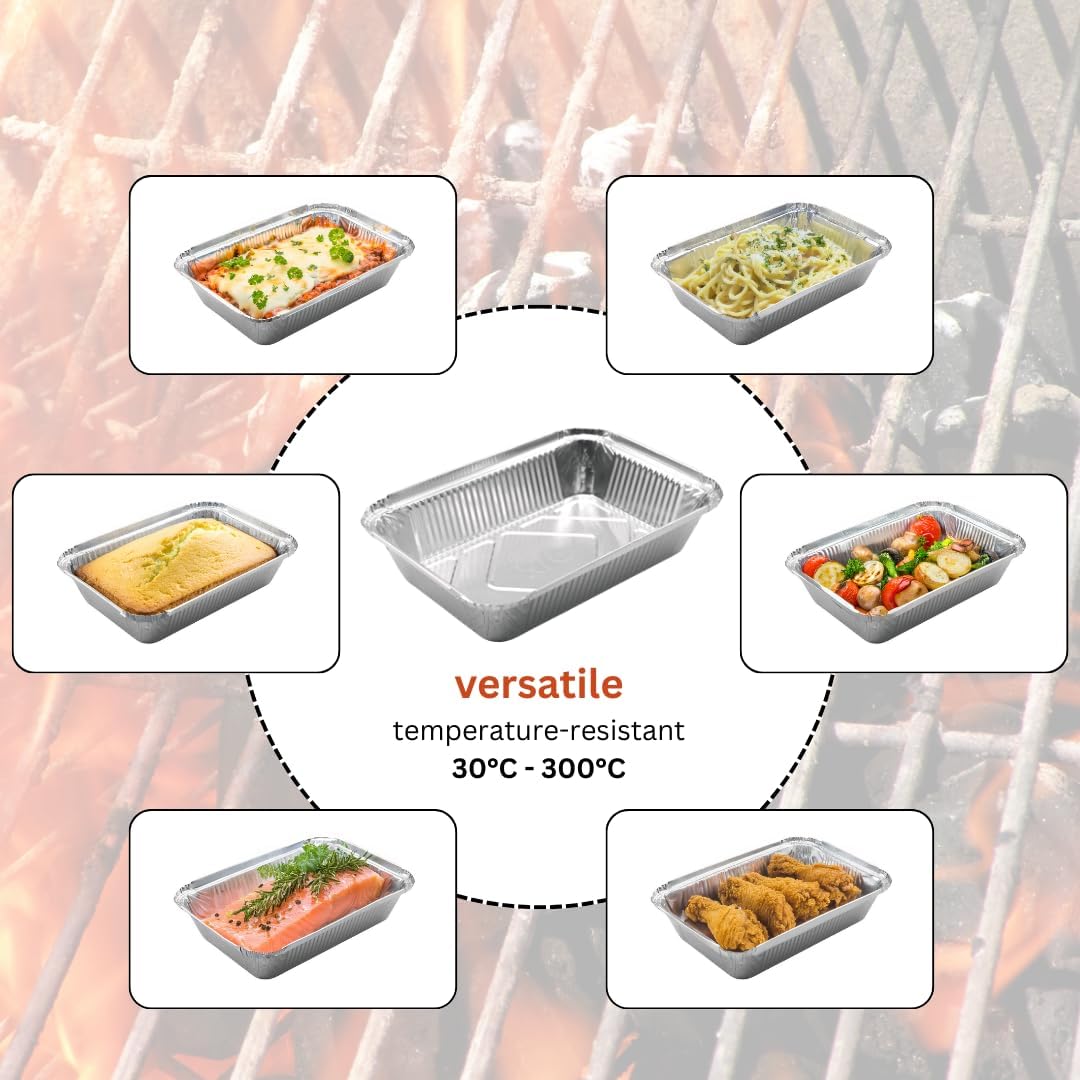 Enpack Aluschale R1-845L - 100 Stück Aluminiumschale mit Deckel - Menüschale - eckige Alu Form mit 8