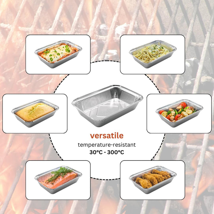 Enpack Aluschale R1-845L - 100 Stück Aluminiumschale mit Deckel - Menüschale - eckige Alu Form mit 8