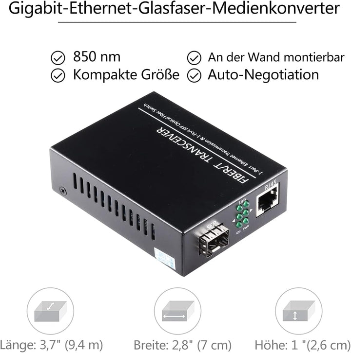 Offener SFP-Steckplatz Ein Paar 1,25-G/s-Gigabit-Glasfaser-Ethernet-Medienkonverter 10/100/1000Base-
