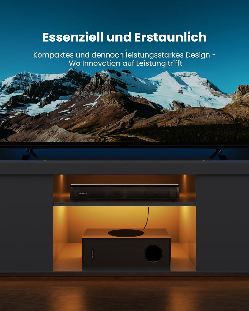 MEVOSTO Soundbar für TV Geräte mit Subwoofer, 2.1CH TV-Soundbar mit 5,25" Tieftöner, 12L Surround-So