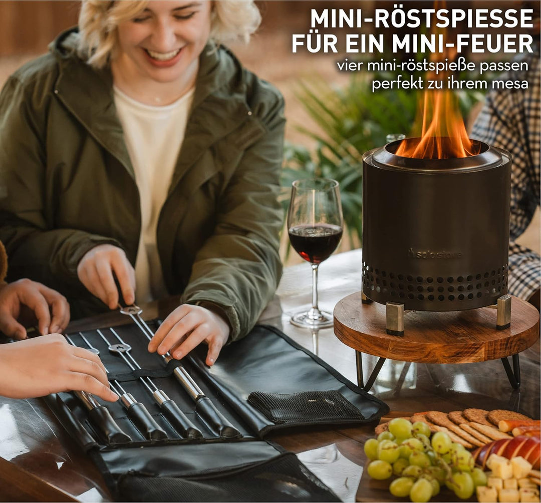 Solo Stove Mesa XL Accessorie-Set | Inkl. 4 Mini-Röstspiesse aus Edelstahl + Ablagen, Pellet Schaufe