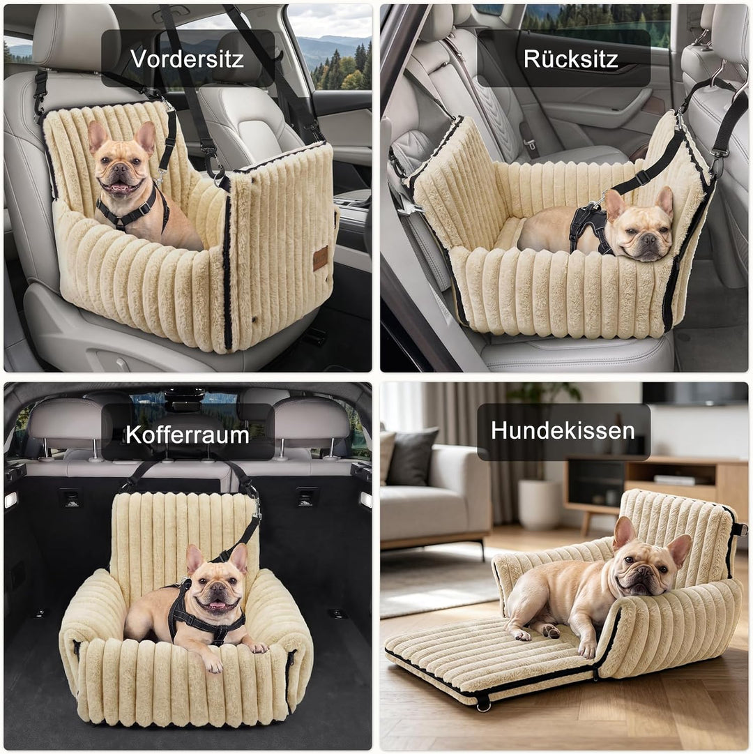MIXJOY Hunde Autositz für kleine bis mittlere Hunde, Waschbarer Ansteckbare Leine verdickter Memory-