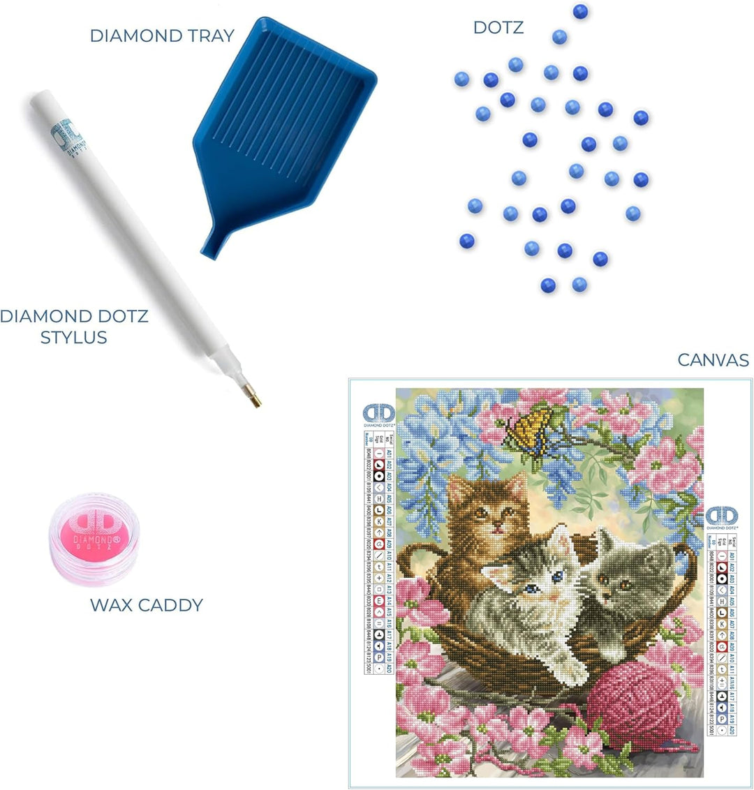 Diamond Dotz DD10-035 Kitty Knits, ca. 40 x 50 cm gross, Diamond Painting, Malen mit Diamanten, funk
