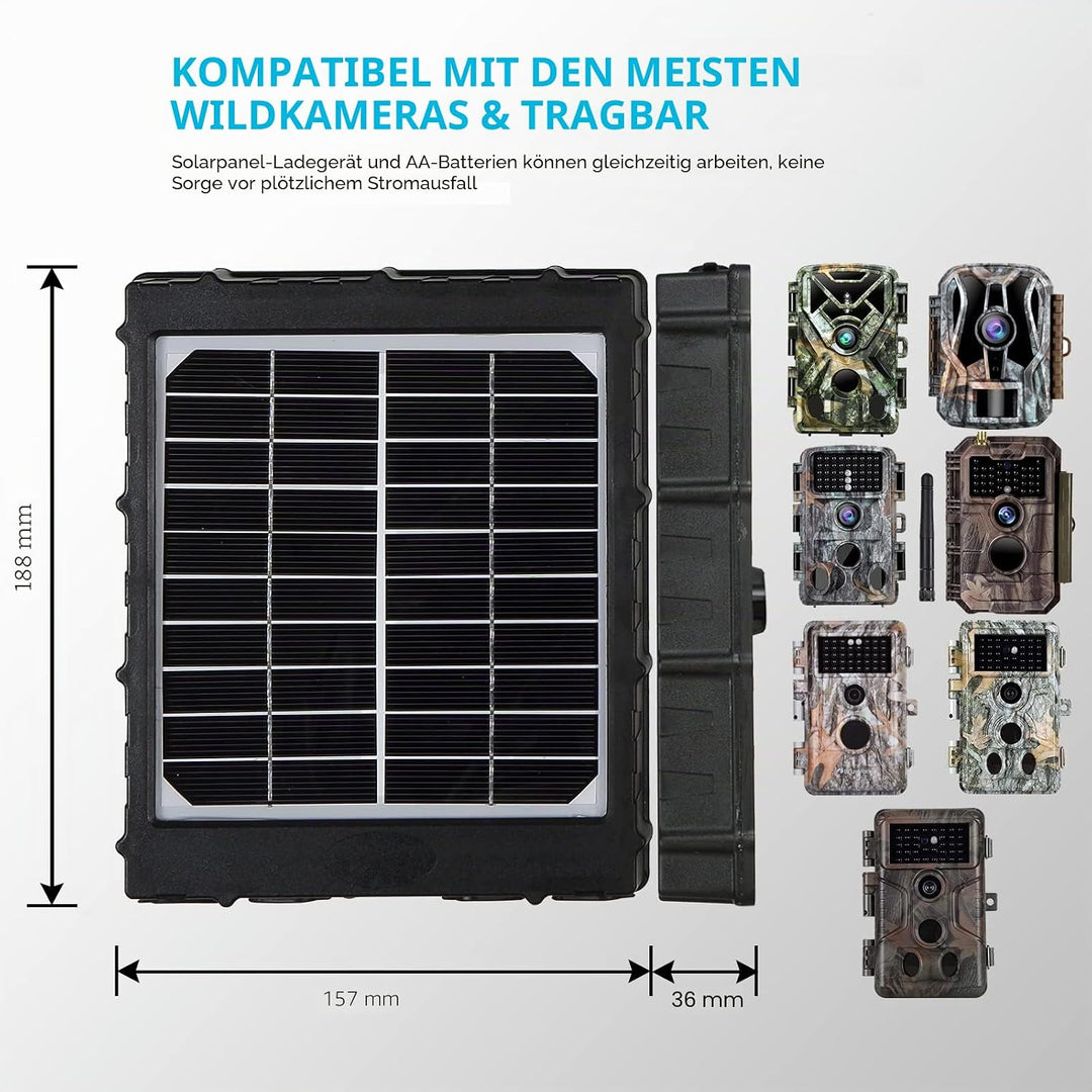 Folgtek 8000mAh Solarpanel 12V/1.2A, 9V/1.6A, 6V/2.4A Ausgang, Externer Eingang 5 V/2A IP66 Wasserdi