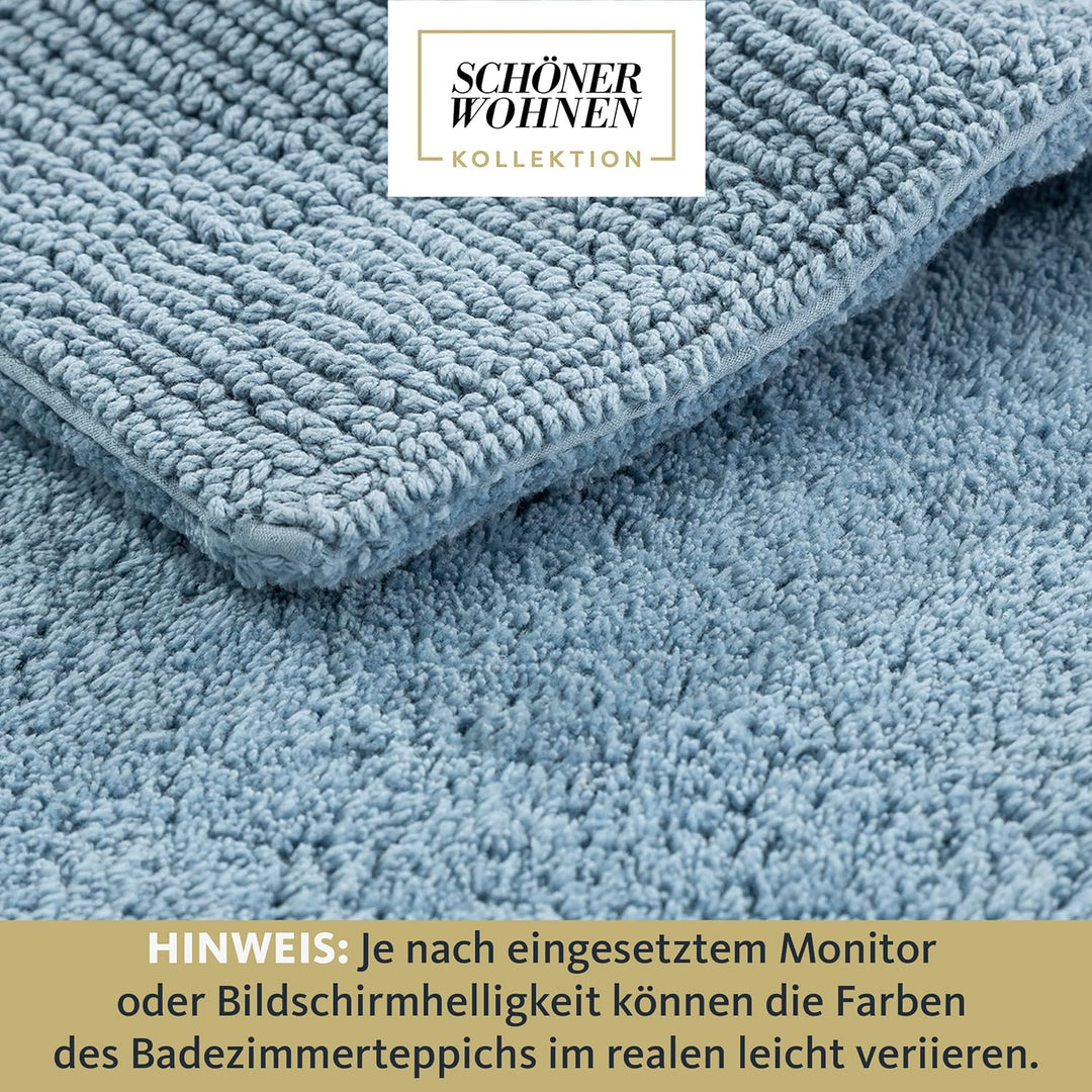 Schöner Wohnen Kollektion Badteppich 40 x 60 cm – beidseitig verwendbar – waschbar – 100% Baumwolle