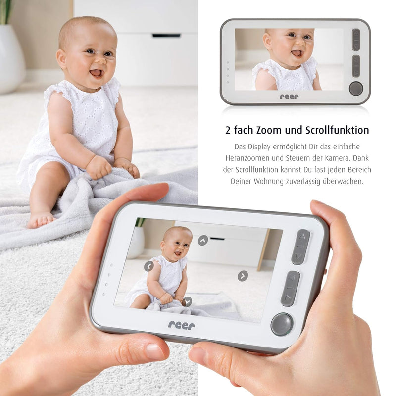 Reer 80440 Video-Babyphone mit Nachtsicht-Kamera und Bewegungsverfolgung, weiss, BabyCam XL XL (1er