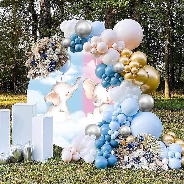 Renaiss 2x2m Elefant Geschlecht Reveal Runde Kulisse Rosa Blau Himmel Wolke Kreis Hintergrund Abdeck