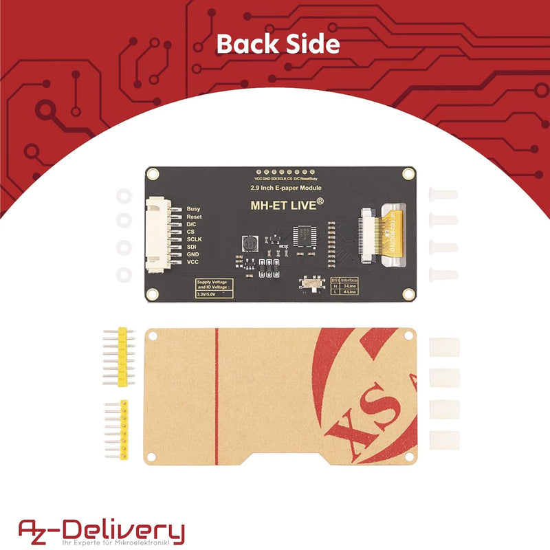 AZDelivery 5 x "2,9 Zoll ePaper Display Modul, 296x128 e-Ink Display Modul, geringer Stromverbrauch,