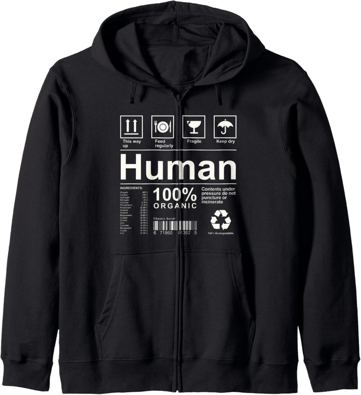 Funny Human being ingredients list label Kapuzenjacke