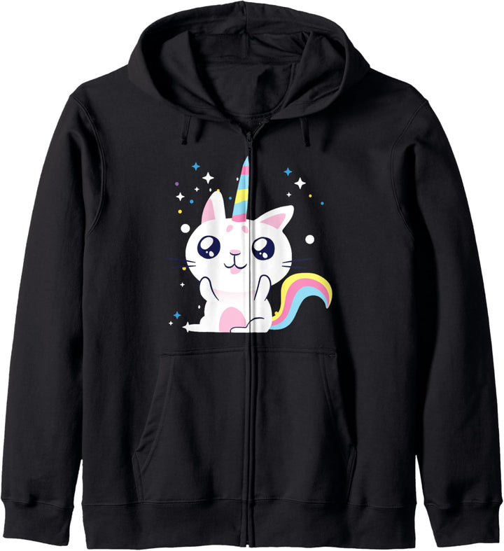 Niedliche Katze Einhorn Caticorn Kawaii Kapuzenjacke