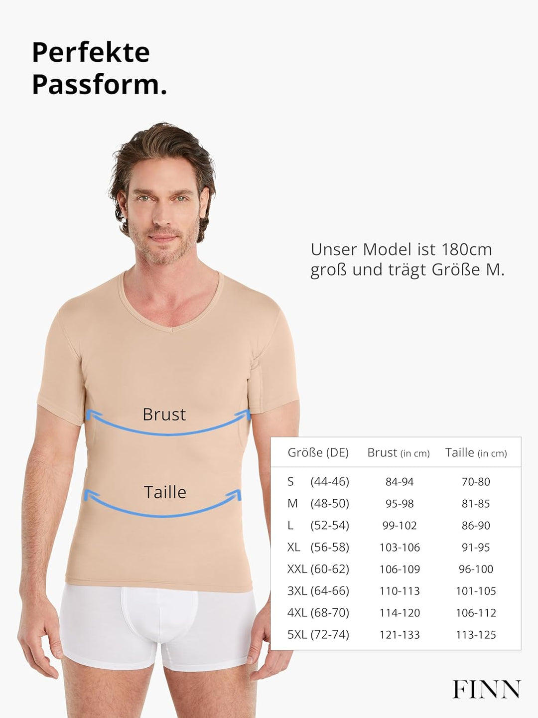 FINN Anti-Schweiss Unterhemd Herren mit Einlage am Rücken und Achsel-Einsätzen für maximalen Schutz