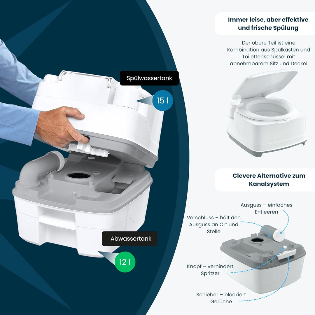 Thetford 92814 Porta Potti 165 Tragbare Toilette Qube, Wei -Grau 414 x 383 x 427 mm, Normal, 9108139