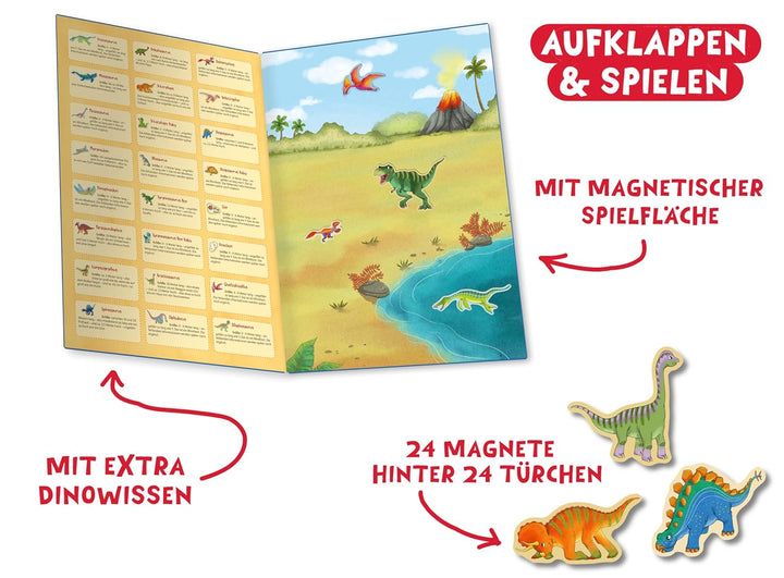 Dino-Magnet-Adventskalender: Mit 24 coolen Magneten und magnetischer Spielfläche, Kalender