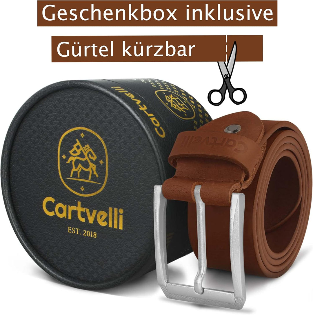 Cartvelli Vintage Ledergürtel Herren 40mm Made in Germany mit Geschenkbox - Echtleder-Gürtel Schlies