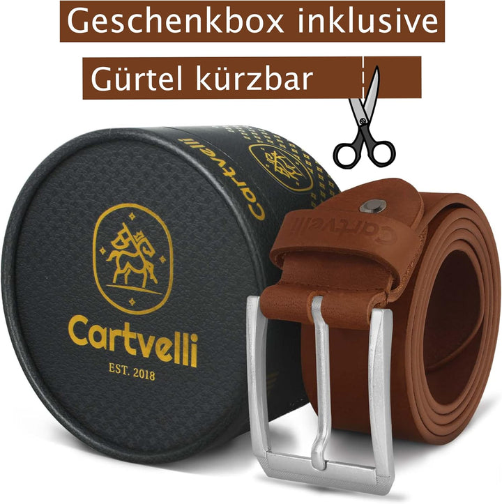 Cartvelli Vintage Ledergürtel Herren 40mm Made in Germany mit Geschenkbox - Echtleder-Gürtel Schlies