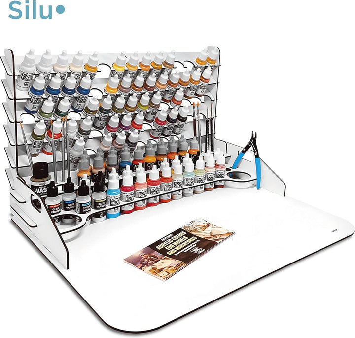 Silu- Silu Paint Station Vallejo-Farben. Mit Kleiner Werkbank für 112 Vallejo Paints, mit Pinsel- un