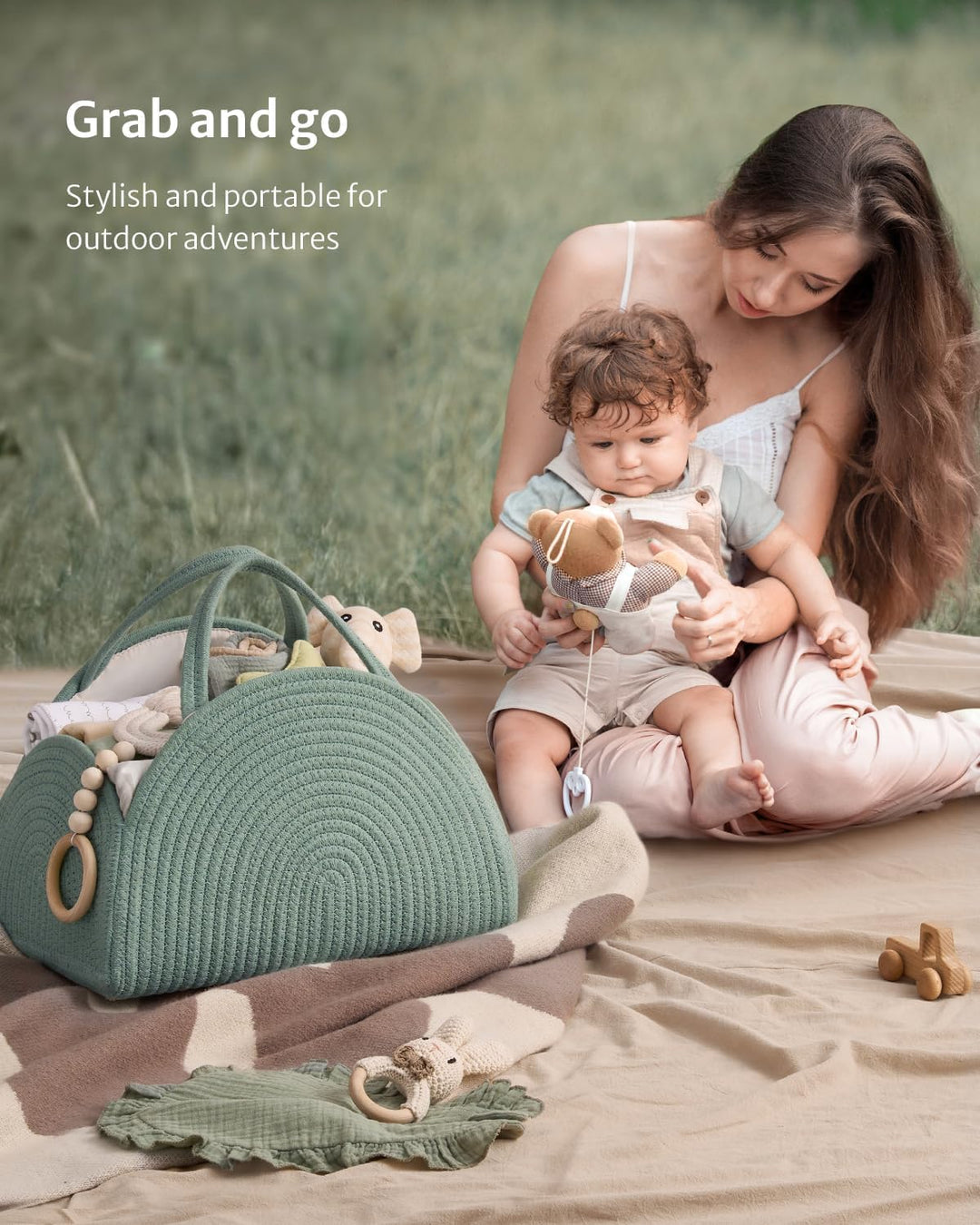 Baby Windel Caddy Veranstalter, Baumwollseil grosse Dusche Caddy für neugeborene Jungen und Mädchen,