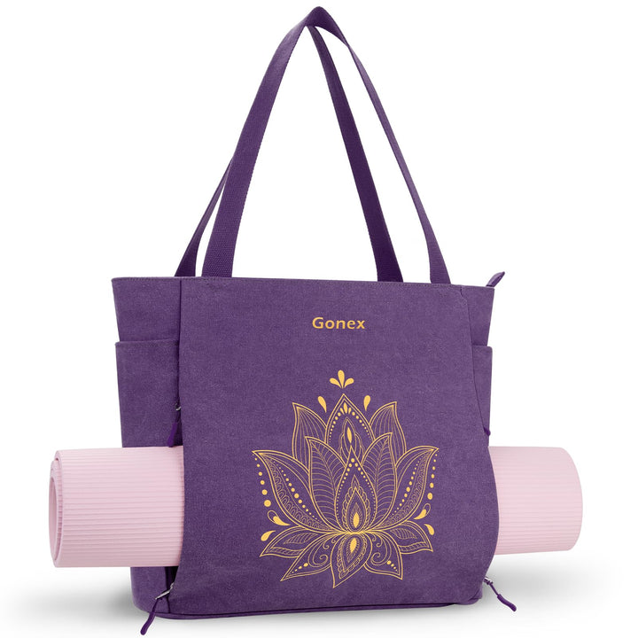 Gonex Yogatasche, Grosse Pilates Tragetasche mit Mehreren Taschen für Damen Herren, Robuste Canvas T