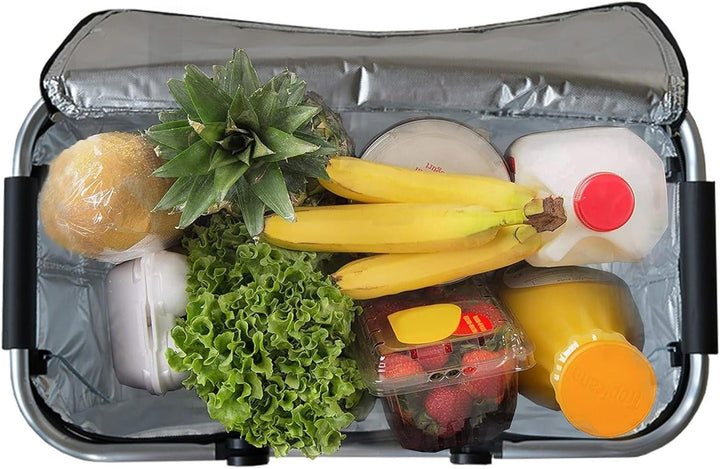 Kühltasche Gross 43x23x21 cm - Isolierte Picknickkorb Thermo mit Aluminiumrahmen - Kühlkorb für Büro