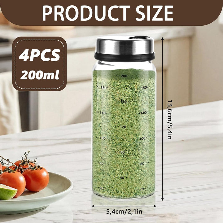 APACALI 4 Stück Gewürzgläser mit Drehdeckel, Gewürzstreuer gross, Salzstreuer 200ml, Gewürzstreuer G