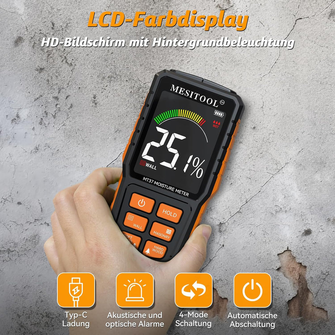 Feuchtigkeitsmessgerät Wand MESITOOL Holz Feuchtigkeitsmesser Nicht-invasive Feuchtigkeitsmessgerät