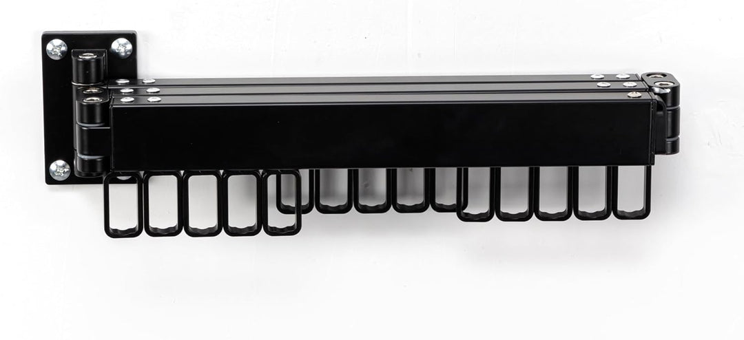 AVOID Wäscheständer Wand Schwarz – Klappbarer Wandtrockner mit 15 Haken – Ausziehbarer Wäschetrockne