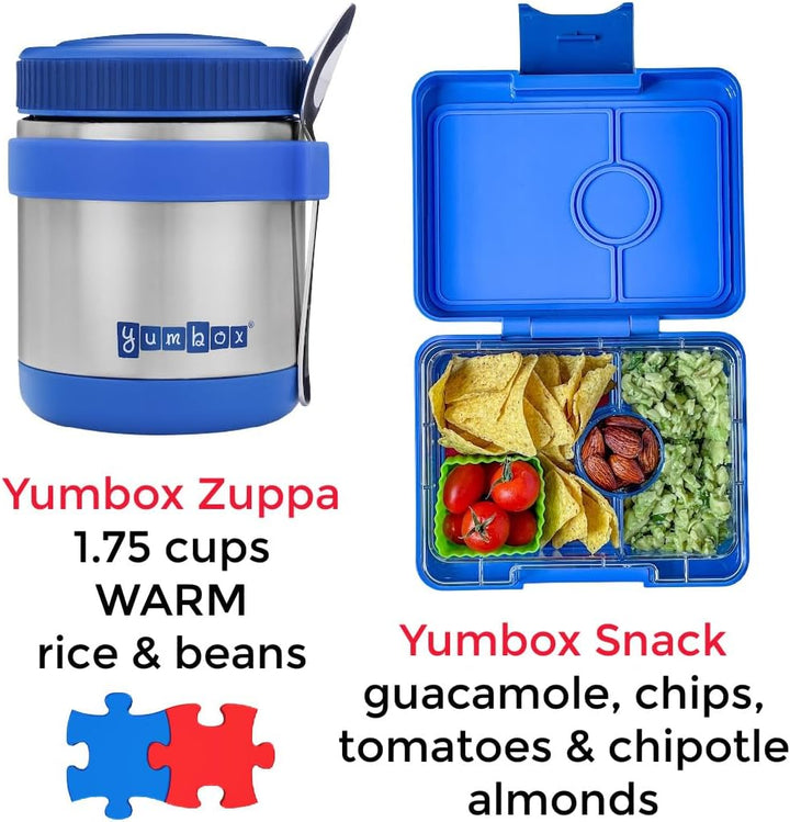 Yumbox Zuppa Thermobehälter Set, 420ml inkl. Edelstahl Löffel - für warmes Essen To Go Blau, Blu