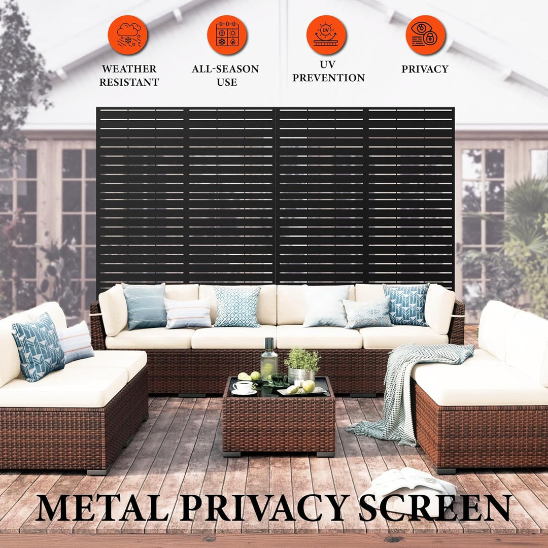 GarveeTech Paravent Outdoor, 120x180cm Freistehender Sichtschutz aus Stahl, Windschutz für Terrasse