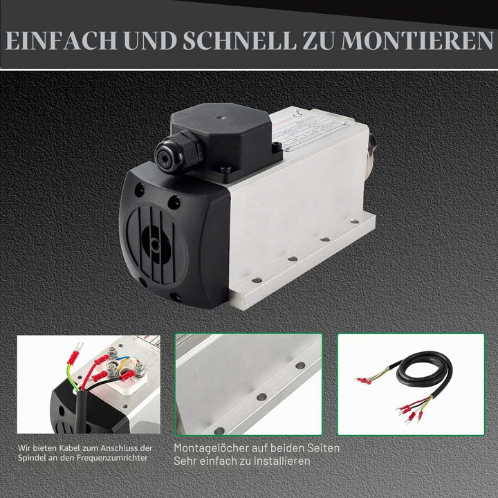 CNC-Spindelmotor-Set, 220 V, 1,5 kW, ER16, luftgekühlter Spindelmotor, quadratisch, CNC-Motor + 220