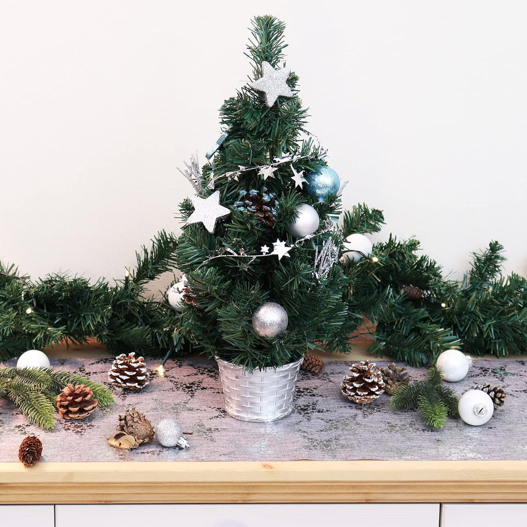 COM-FOUR® Künstlicher Weihnachtsbaum mit Christbaumkugeln - Geschmückter Tannenbaum für die Weihnach