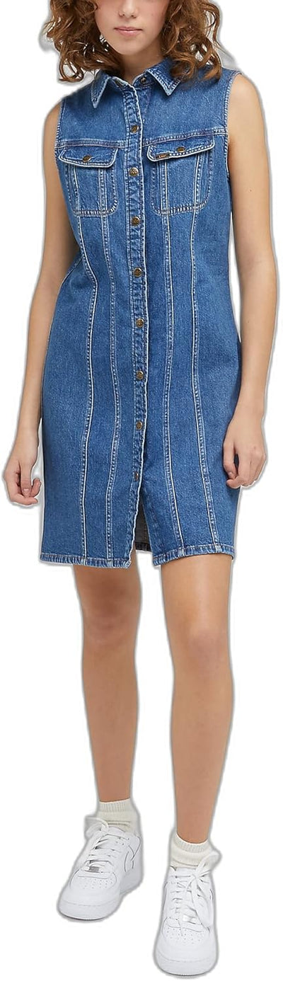 Lee Damen Sleeveless Casual Dress S Baker Blue, S Baker Blue