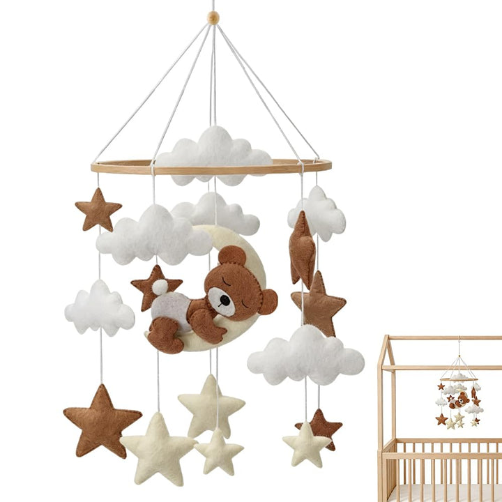 Baby Mobile, Bär Mobile Babybett Filz, Mobile Kinderbett Bettglocke Windspiele, Weisse Wolken und St